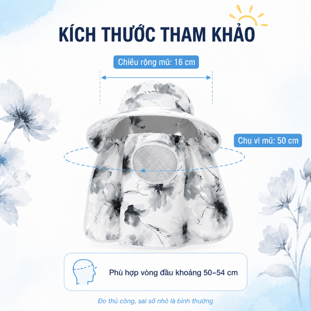 Mũ Chống Nắng Nữ Vành Rộng Che Mặt Che Cổ｜Khẩu Trang Thoáng Khí Có Thể Tháo Rời｜Đi Xe Và Ngoài Trời
