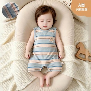 Body Đùi Bé Trai Bé Gái Sơ Sinh Sát Nách Cotton Mềm Mát Romper Liền Thân Kẻ Sọc Cao Cấp 0-24 Tháng