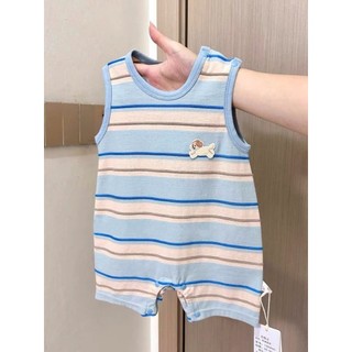 Body Đùi Bé Trai Bé Gái Sơ Sinh Sát Nách Cotton Mềm Mát Romper Liền Thân Kẻ Sọc Cao Cấp 0-24 Tháng