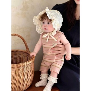 Body Đùi Bé Trai Bé Gái Sơ Sinh Sát Nách Cotton Mềm Mát Romper Liền Thân Kẻ Sọc Cao Cấp 0-24 Tháng