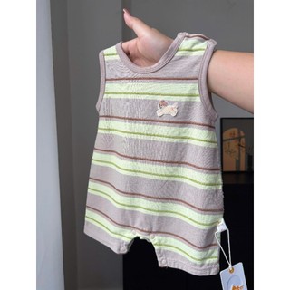 Body Đùi Bé Trai Bé Gái Sơ Sinh Sát Nách Cotton Mềm Mát Romper Liền Thân Kẻ Sọc Cao Cấp 0-24 Tháng