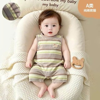 Body Đùi Bé Trai Bé Gái Sơ Sinh Sát Nách Cotton Mềm Mát Romper Liền Thân Kẻ Sọc Cao Cấp 0-24 Tháng