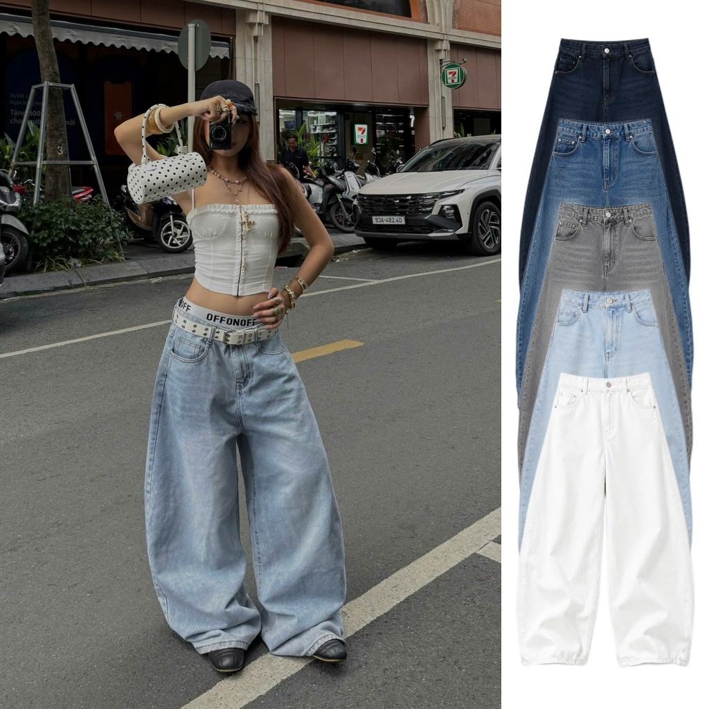AB HOUSE X EVA  - Quần jeans ống Rộng GRIND thời trang nam nữ