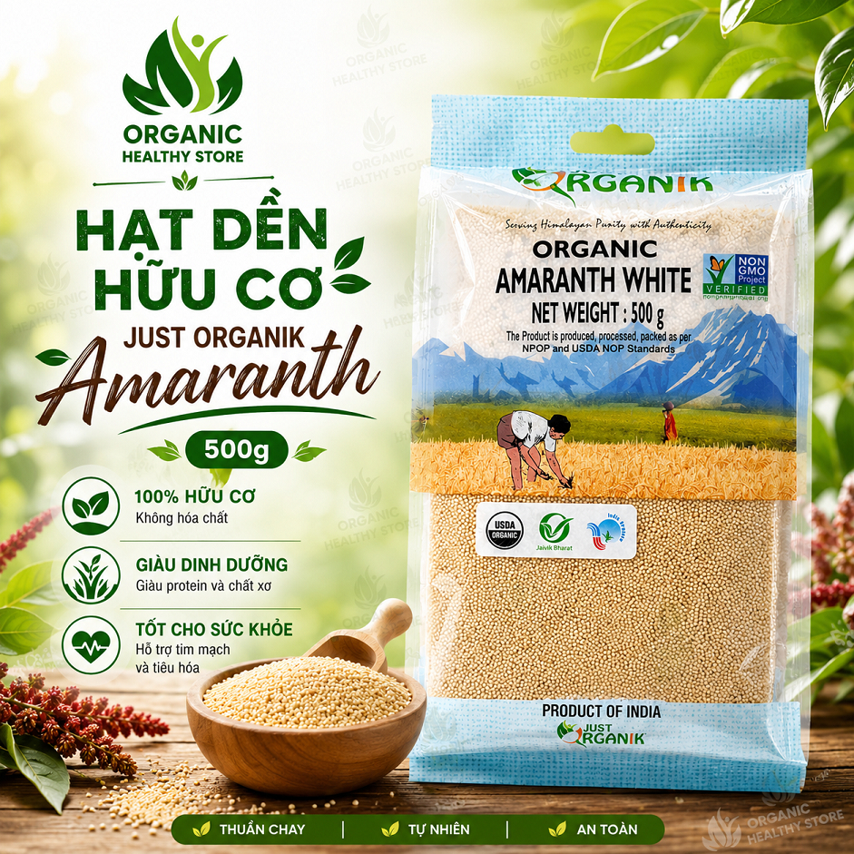 Hạt dền Amaranth hữu cơ Just Organik 500g