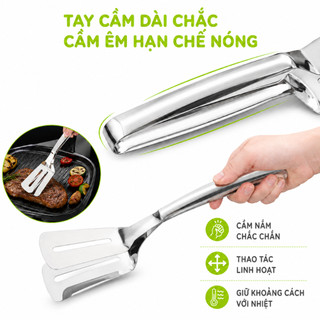 Kẹp Gắp Lật Cá Lật Thịt Inox Cao Cấp Tay Cầm GD137 - Kẹp Gắp Thực Phẩm Inox Đa Năng Lật Hải Sản