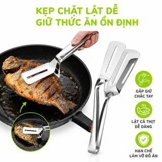 Kẹp Gắp Lật Cá Lật Thịt Inox Cao Cấp Tay Cầm GD137 - Kẹp Gắp Thực Phẩm Inox Đa Năng Lật Hải Sản