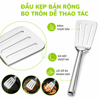 Kẹp Gắp Lật Cá Lật Thịt Inox Cao Cấp Tay Cầm GD137 - Kẹp Gắp Thực Phẩm Inox Đa Năng Lật Hải Sản