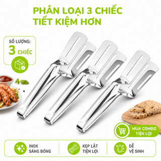 Kẹp Gắp Lật Cá Lật Thịt Inox Cao Cấp Tay Cầm GD137 - Kẹp Gắp Thực Phẩm Inox Đa Năng Lật Hải Sản