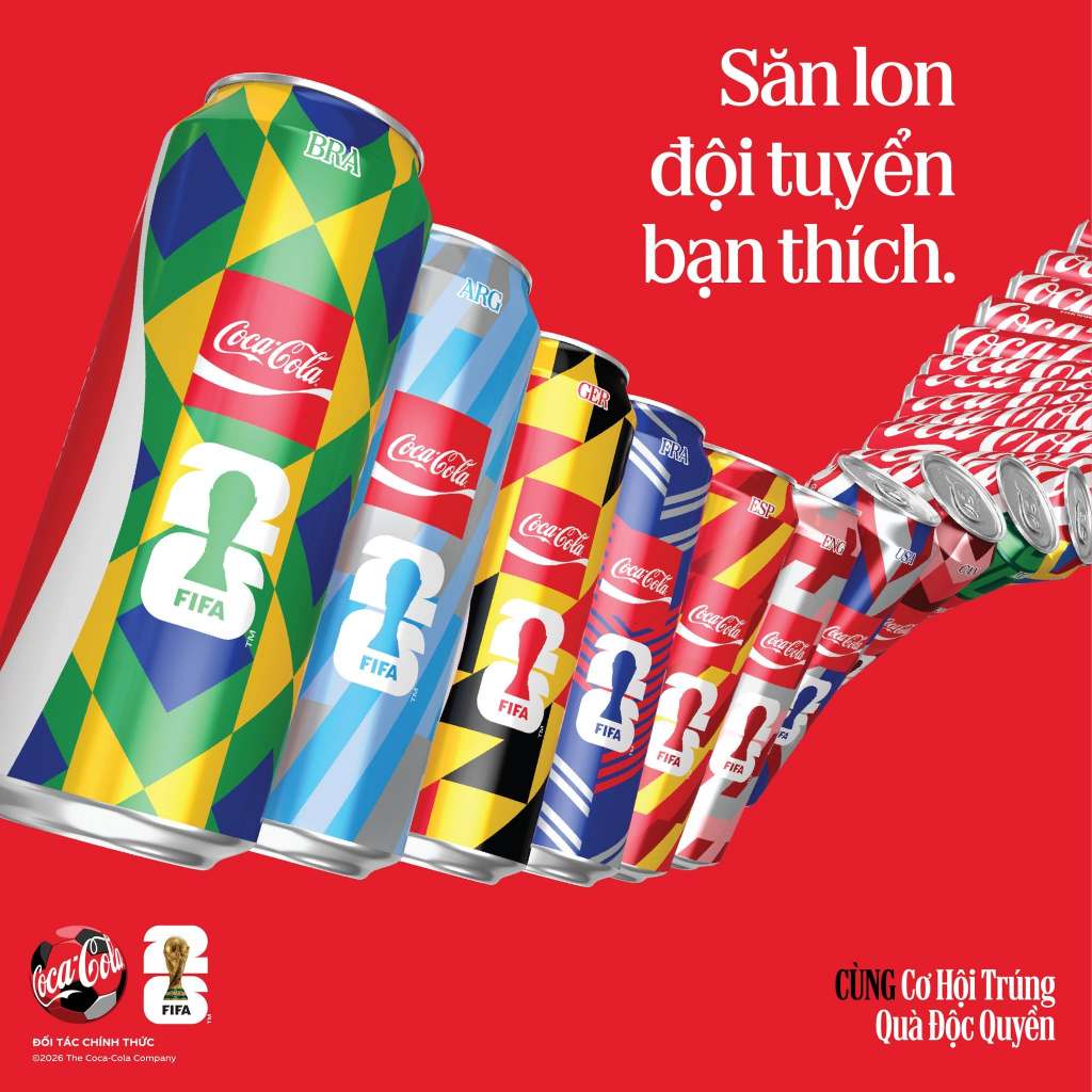 Bộ sưu tập 14 lon Coca-Cola World Cup 2026 các đội tuyển – hàng sưu tầm, chưa khui