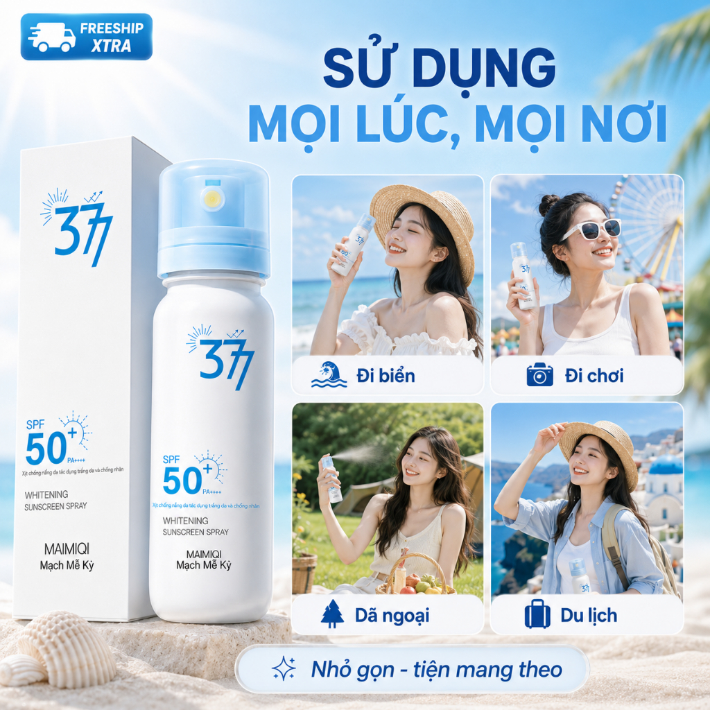 Xịt Chống Nắng Body SPF50+ PA++++ 90ml｜Phun Sương Mịn, Nhanh Khô｜Nâng Tông Nhẹ, Không Bết Dính