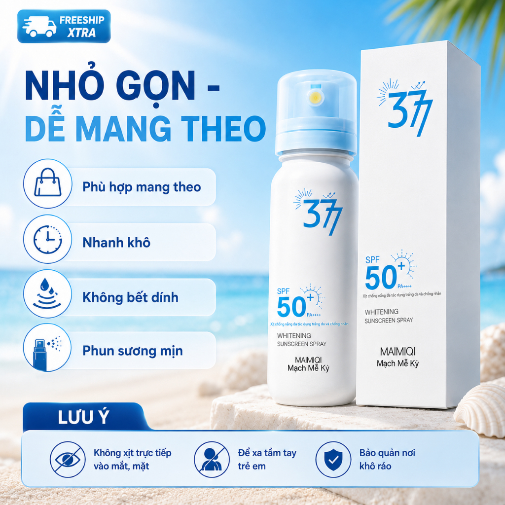 Xịt Chống Nắng Body SPF50+ PA++++ 90ml｜Phun Sương Mịn, Nhanh Khô｜Nâng Tông Nhẹ, Không Bết Dính