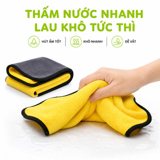 Khăn Lau Đa Năng 2 Mặt Lau Bàn Bếp Ôtô Thấm Nước GD144 - Khăn Lau Chén Bát Vuông 30x30cm Có Móc Treo