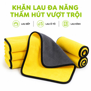 Khăn Lau Đa Năng 2 Mặt Lau Bàn Bếp Ôtô Thấm Nước GD144 - Khăn Lau Chén Bát Vuông 30x30cm Có Móc Treo