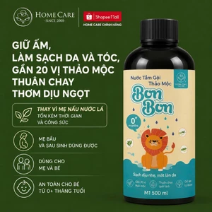 Nước tắm gội thảo mộc bon bon Home Care hỗ trợ giảm mẩn ngứa, rôm sảy hăm tã cho bé sơ sinh 500ml