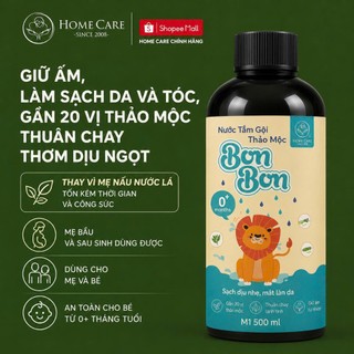 Nước tắm gội thảo mộc bon bon Home Care hỗ trợ giảm mẩn ngứa, rôm sảy hăm tã cho bé sơ sinh 500ml
