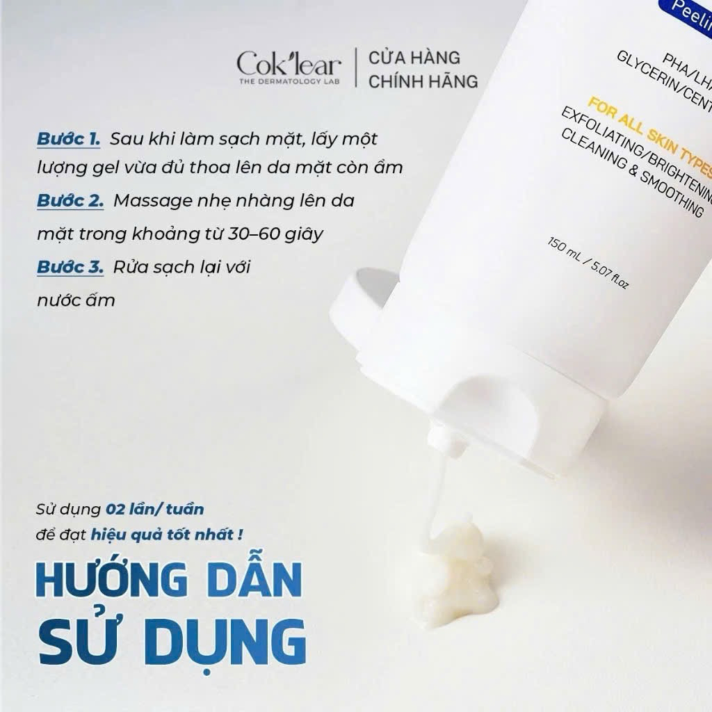 Cok'lear Kombucha tẩy da chết dịu nhẹ- Làm sạch da dịu nhẹ, an toàn & lành tính loại 150ml