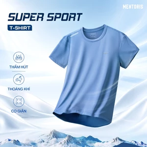 Áo thể thao nam cổ tròn ngắn tay MENTORIS, chất vải coolmax thông hơi siêu mát và thoáng khí MTS01