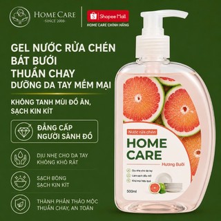 Nước Rửa Chén Bát THUẦN CHAY dưỡng da mềm mại, không tanh mùi đồ ăn, sạch kin kít Home Care Chính Hãng 500ml