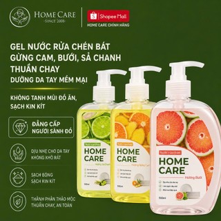 Nước Rửa Chén Bát THUẦN CHAY dưỡng da mềm mại, không tanh mùi đồ ăn, sạch kin kít Home Care Chính Hãng 500ml