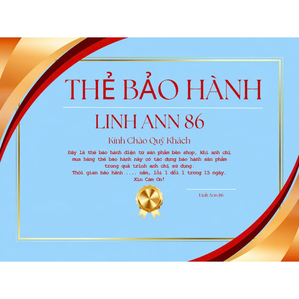 Thẻ Bảo Hành Điện Tử Sản Phẩm, từ khi nhận hàng shop. Máy Thổi Phản Lực