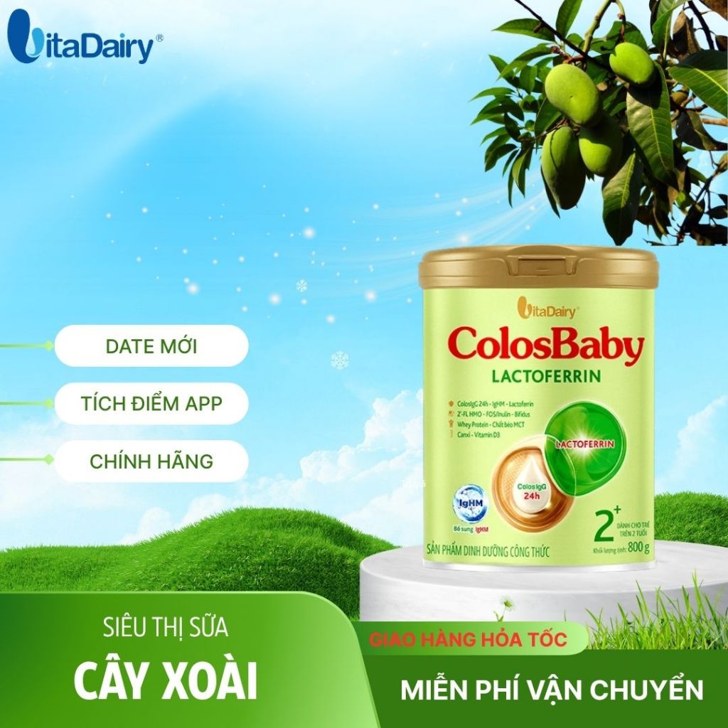 Colosbaby Lactoferrin L800g , Sữa công thức cho trẻ sinh mổ, tăng cường miễn dịch. Vitadairy.