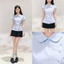 Áo Sơ Mi Kiểu Tay Ngắn Phồng Cúc Nhỏ Dáng Ôm Chiết Eo