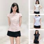 Áo Sơ Mi Kiểu Tay Ngắn Phồng Cúc Nhỏ Dáng Ôm Chiết Eo
