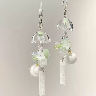 Móc Khóa Lá Phong Tuyết Trắng Handmade, Dây Đeo Điện Thoại Dễ Thương, Phụ Kiện Trang Trí Túi Xách Cao Cấp