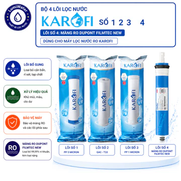 Bộ 4 Lõi Lọc Nước KAROFI Số 1234 - (Lõi Số 4 Màng RO DOW - Dupont FilmTec New)