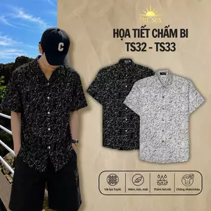 Áo Sơ Mi Lụa Họa Tiết Chấm Bi, Cuban Shirt Chất Lụa Tuyết Mềm Mịn, Thoáng Mát, Thấm Hút Tốt, Chống Nhăn - Size 50-100kg