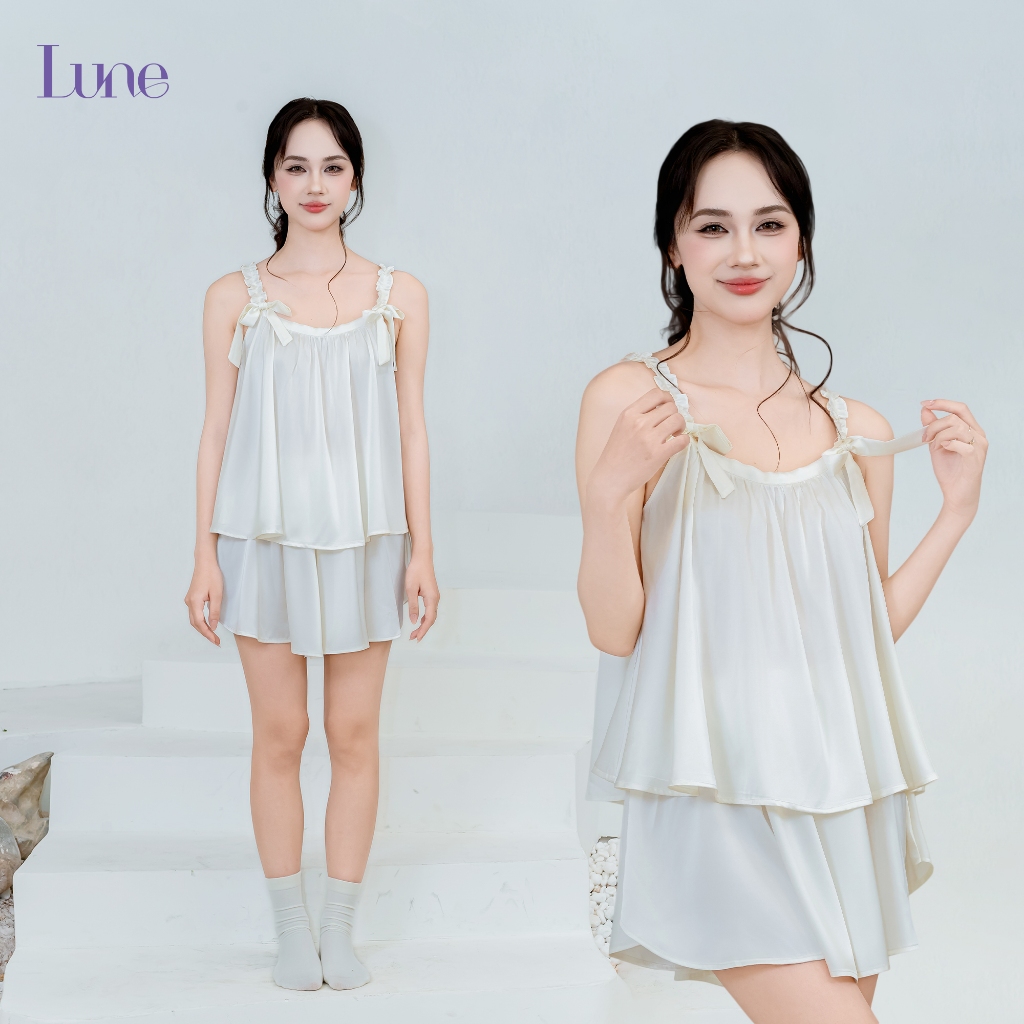 🤍💜 LUNE Serena/ bộ 2 dây xếp ly lụa cao cấp