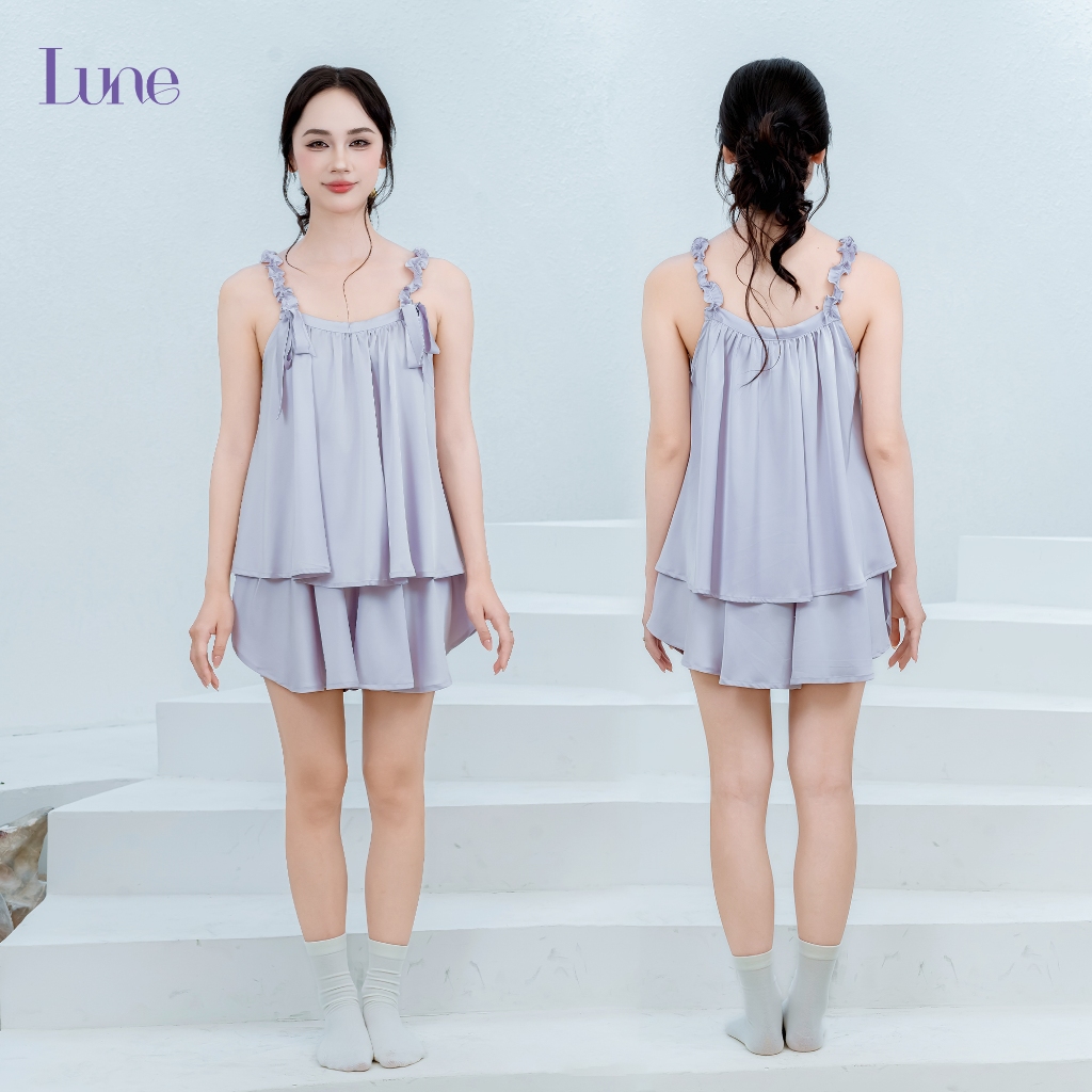 🤍💜 LUNE Serena/ bộ 2 dây xếp ly lụa cao cấp