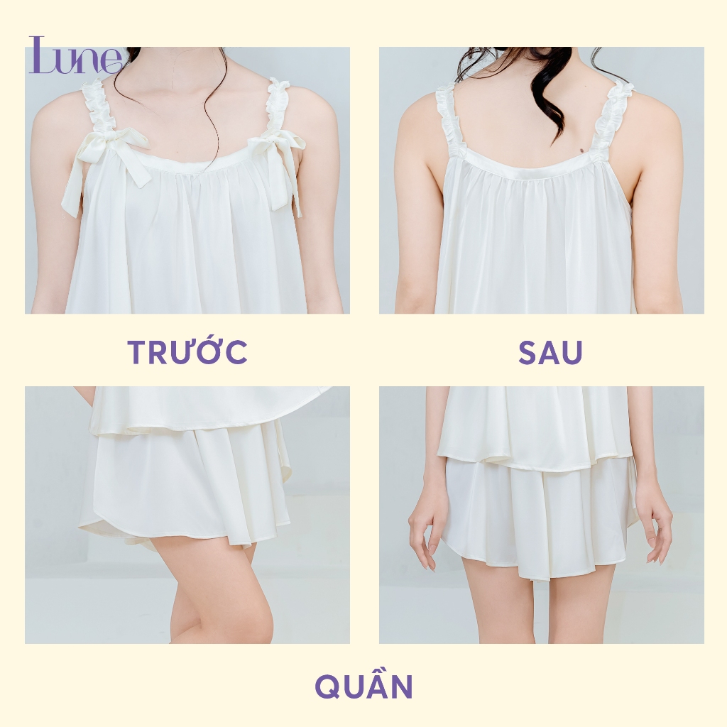 🤍💜 LUNE Serena/ bộ 2 dây xếp ly lụa cao cấp