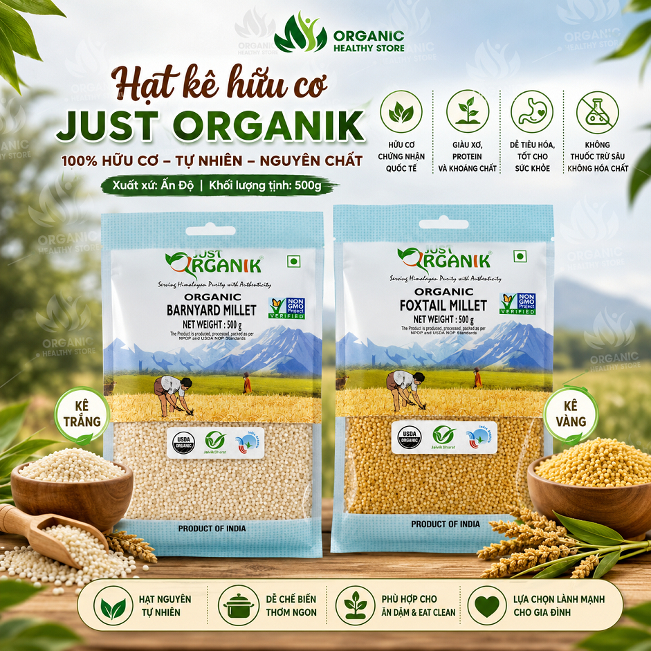 Hạt Kê Hữu Cơ Just Organik Millet - Cho Bé Ăn Dặm