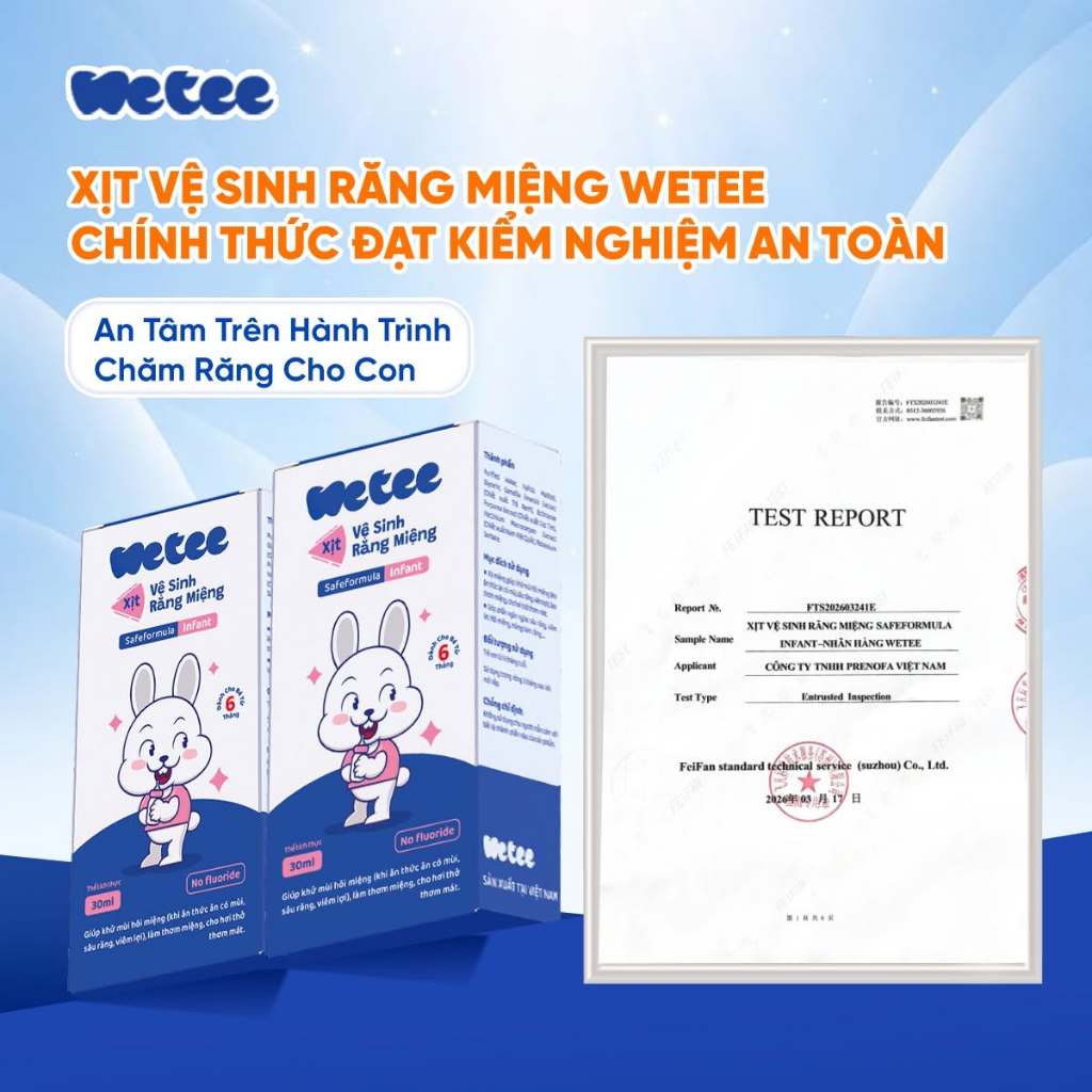 [1 TUỔI] Xịt Vệ Sinh Răng Miệng Wetee Cho Bé Từ 1 Tuổi 30/ 50ml Hương Nho, Hỗ Trợ Ngăn Ngừa Sâu Răng
