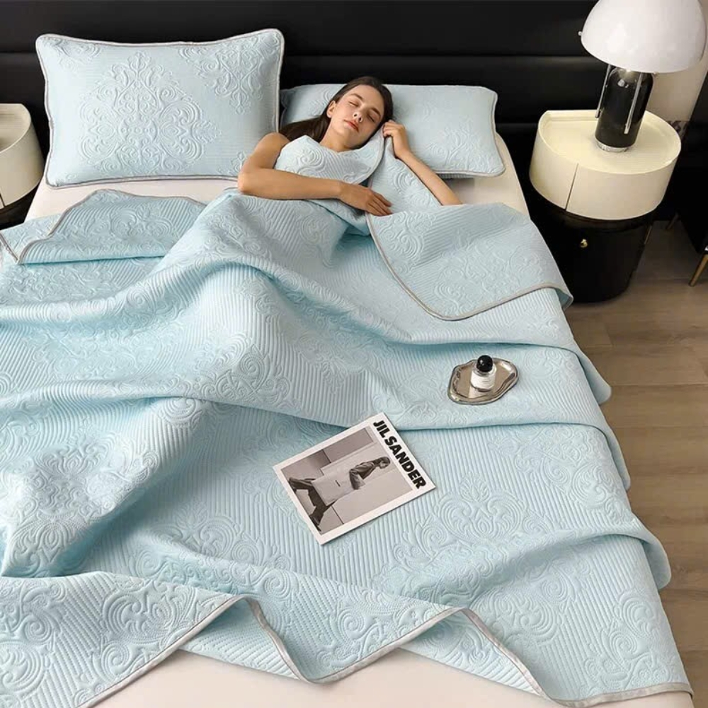 Chăn mùa hè mát lạnh ice cool cao cấp, mền cotton lạnh điều hòa mềm mịn thoáng khí dùng cho gia đình