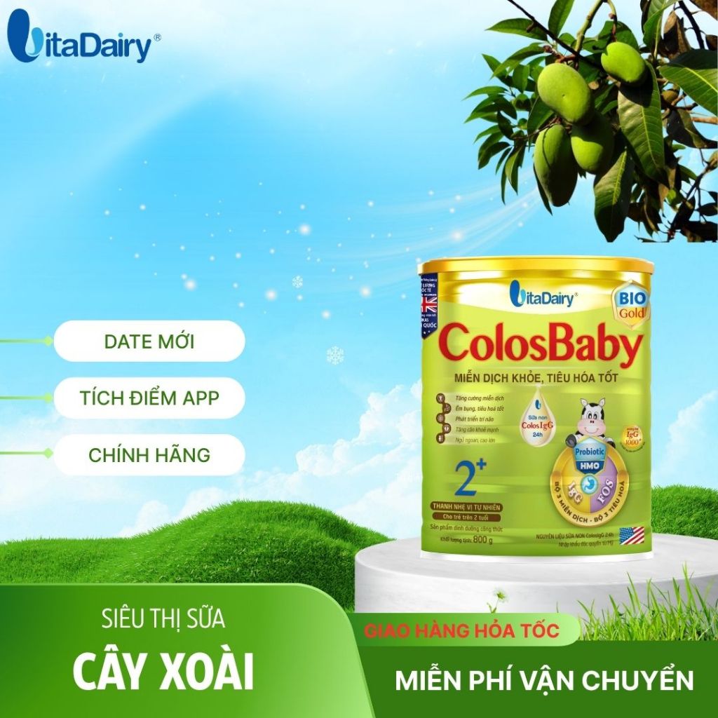 Date 6/2027 Combo 4-12 hộp Colosbaby Bio Gold 1 L800g , bé tiêu hóa tốt,  Vitadairy.