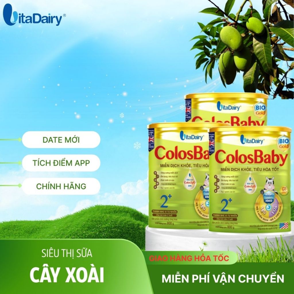 Date 6/2027 Combo 4-12 hộp Colosbaby Bio Gold 1 L800g , bé tiêu hóa tốt,  Vitadairy.