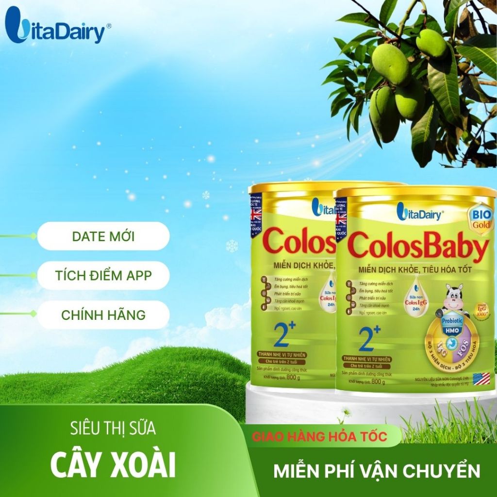 Date 6/2027 Combo 4-12 hộp Colosbaby Bio Gold 1 L800g , bé tiêu hóa tốt,  Vitadairy.