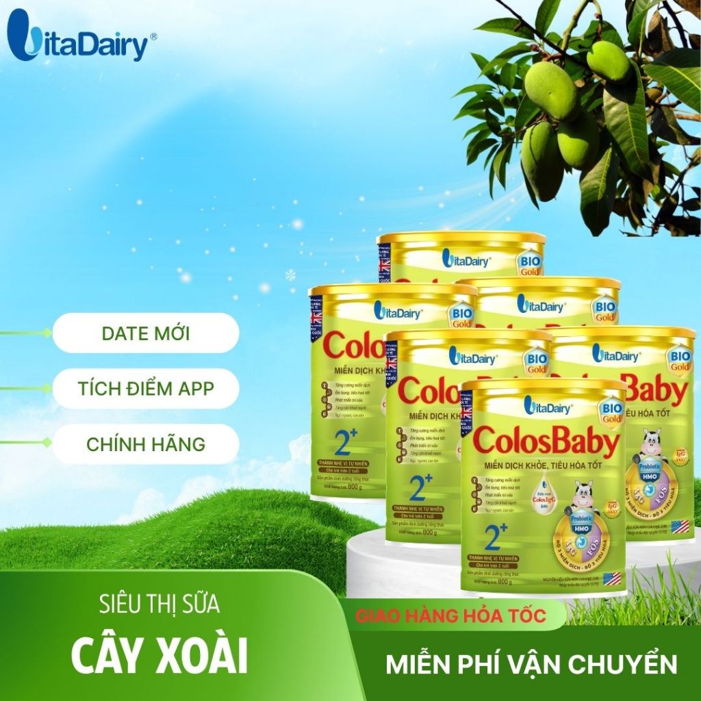 Date 6/2027 Combo 4-12 hộp Colosbaby Bio Gold 1 L800g , bé tiêu hóa tốt,  Vitadairy.