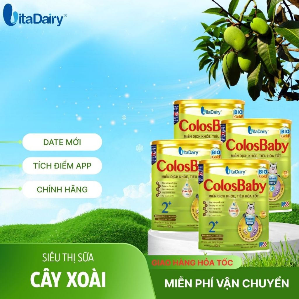 Date 6/2027 Combo 4-12 hộp Colosbaby Bio Gold 1 L800g , bé tiêu hóa tốt,  Vitadairy.