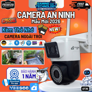 Chính Hãng - Camera Yoosee QT36 2 Mắt 2 Khung Hình, Xoay 360 Độ, Đàm Thoại 2 Chiều, Ban Đêm Có Màu, BH12T, Máy Ảnh