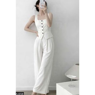 Set kẻ Cati áo sát nách cổ vuông - quần dài 2 màu A1658