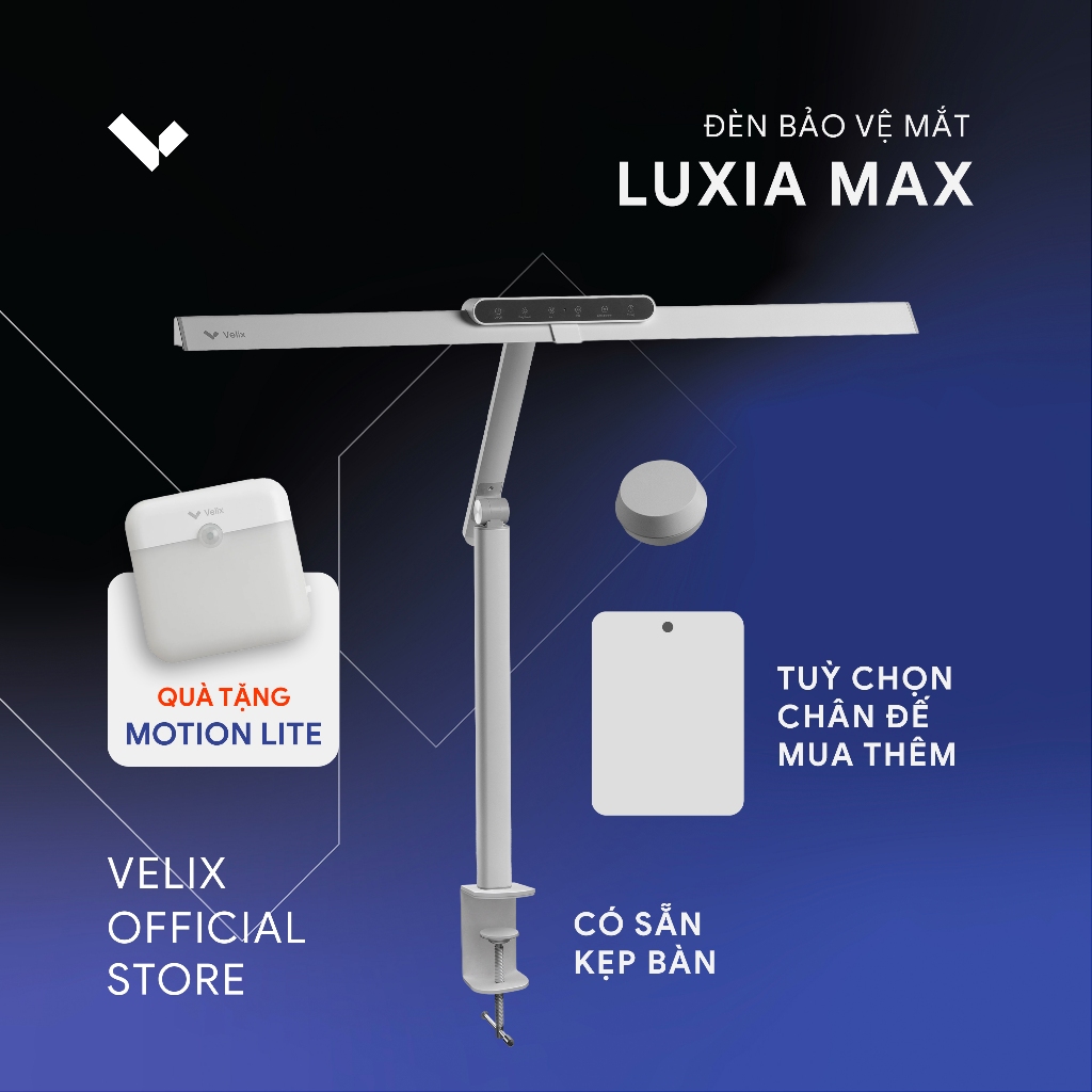 Đèn bàn làm việc bảo vệ mắt Velix Luxia Max ver 2 | Điều khiển từ xa 24W 1200 Lumen CRI >97 (Tặng đèn Motion Lite) | BigBuy360 - bigbuy360.vn