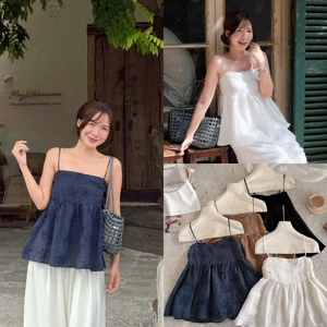 Jessica Top (TSW) Áo 2 dây gân buộc sau thêu hoa Nữ the.sweaterweather