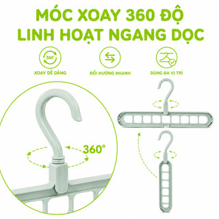 Móc Treo Đồ 9 Lỗ Treo Ngang Dọc GD148 - Móc Treo Quần Áo Chịu Lực 9 Lỗ Thông Minh Đa Năng