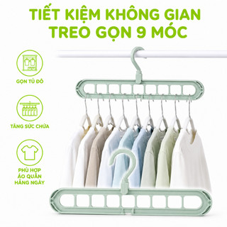 Móc Treo Đồ 9 Lỗ Treo Ngang Dọc GD148 - Móc Treo Quần Áo Chịu Lực 9 Lỗ Thông Minh Đa Năng