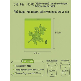 Túi Rác Có Dây Rút 45x40cm 50 Túi/Cuộn - Túi Đựng Rác PE Dày Dai Chịu Lực Chống Rò Nước Thùng Rác Gia Đình Văn Phòng