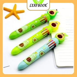 LEAFBOOK Bút Bi “10/ 8 màu sáng tạo trong một bút!” Charm hoạt hình dễ thương