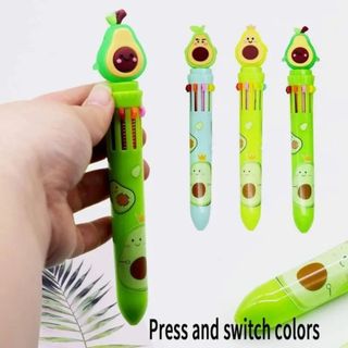 LEAFBOOK Bút Bi “10/ 8 màu sáng tạo trong một bút!” Charm hoạt hình dễ thương